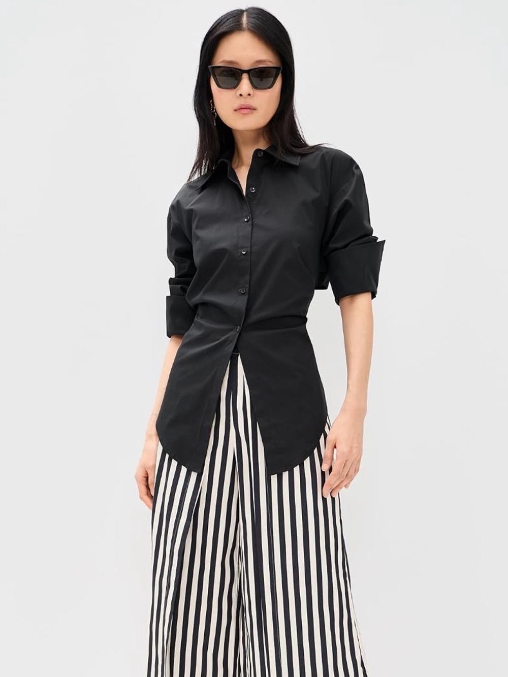 Simon Miller Loch Poplin Button Up in Black Size Small